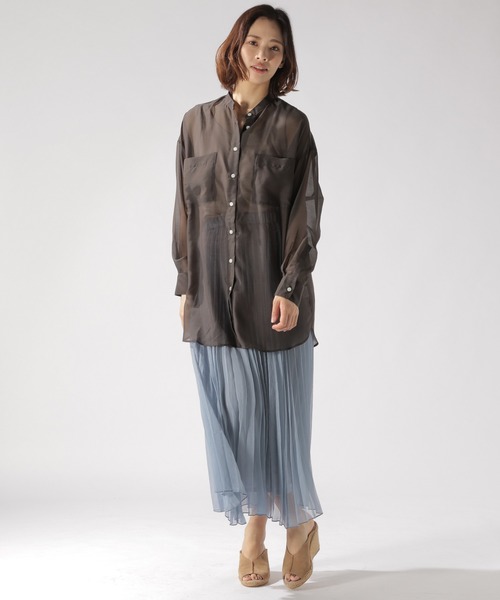 BAYFLOW（ベイフロー）の「シアープリーツスカート（スカート・レディース・アイボリー/ブルー/ブラウン/ライトグリーン・MEDIUM/SMALL）」の10枚目の写真