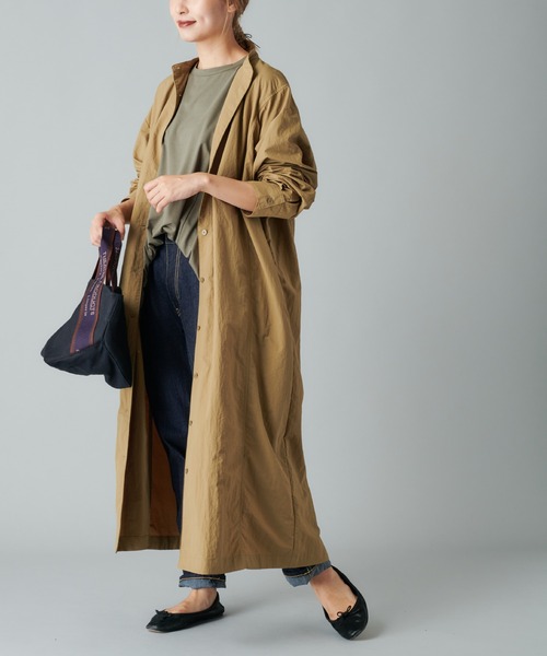 PUAL CE CIN(ピュアルセシン)の「スタンドカラー前開きワンピース(ワンピース・レディース・ブラック/ベージュ/キャメル・FREE)」の5枚目の写真