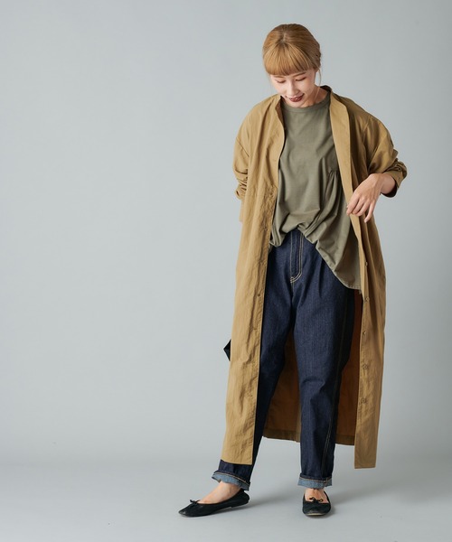 PUAL CE CIN(ピュアルセシン)の「スタンドカラー前開きワンピース(ワンピース・レディース・ブラック/ベージュ/キャメル・FREE)」の7枚目の写真