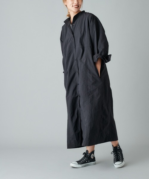 PUAL CE CIN(ピュアルセシン)の「スタンドカラー前開きワンピース(ワンピース・レディース・ブラック/ベージュ/キャメル・FREE)」の14枚目の写真