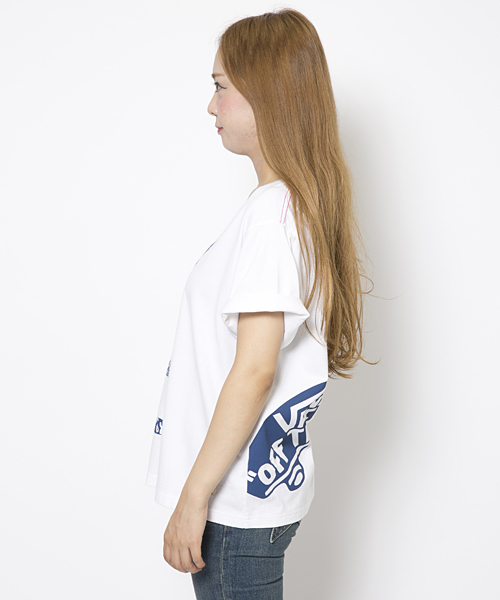X-girl（エックスガール）の「X-girl×VANS S/S BIG TEE（Tシャツ/カットソー・レディース・ホワイト/ネイビー・ONE SIZE）」の4枚目の写真