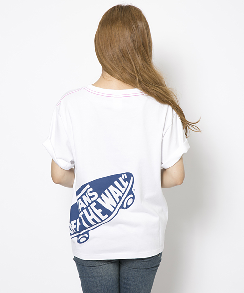 X-girl（エックスガール）の「X-girl×VANS S/S BIG TEE（Tシャツ/カットソー・レディース・ホワイト/ネイビー・ONE SIZE）」の5枚目の写真