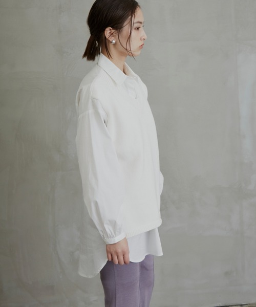 Solace（ソレイス）の「ベストレイヤードオーバーシルエットシャツ（シャツ/ブラウス・レディース・ブルー/ホワイト・FREE）」の9枚目の写真