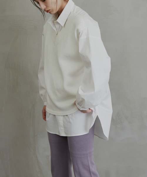 Solace（ソレイス）の「ベストレイヤードオーバーシルエットシャツ（シャツ/ブラウス・レディース・ブルー/ホワイト・FREE）」の11枚目の写真