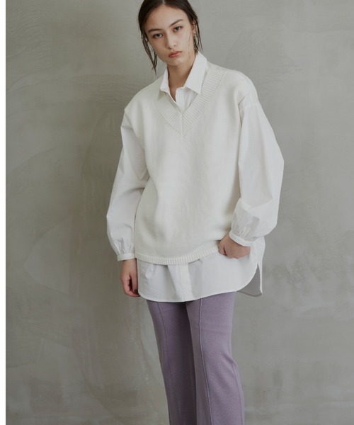 Solace（ソレイス）の「ベストレイヤードオーバーシルエットシャツ（シャツ/ブラウス・レディース・ブルー/ホワイト・FREE）」の12枚目の写真