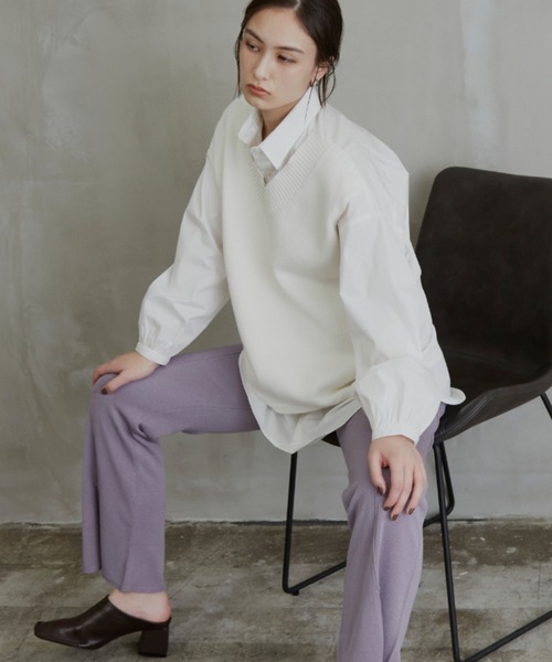 Solace（ソレイス）の「ベストレイヤードオーバーシルエットシャツ（シャツ/ブラウス・レディース・ブルー/ホワイト・FREE）」の13枚目の写真