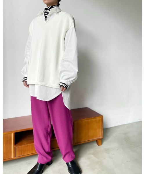 Solace（ソレイス）の「ベストレイヤードオーバーシルエットシャツ（シャツ/ブラウス・レディース・ブルー/ホワイト・FREE）」の7枚目の写真