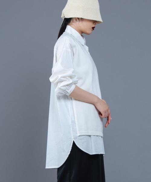 Solace（ソレイス）の「ベストレイヤードオーバーシルエットシャツ（シャツ/ブラウス・レディース・ブルー/ホワイト・FREE）」の22枚目の写真