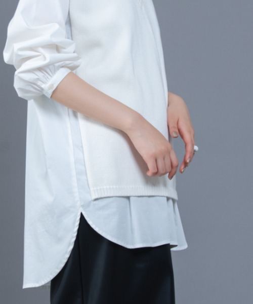 Solace（ソレイス）の「ベストレイヤードオーバーシルエットシャツ（シャツ/ブラウス・レディース・ブルー/ホワイト・FREE）」の21枚目の写真