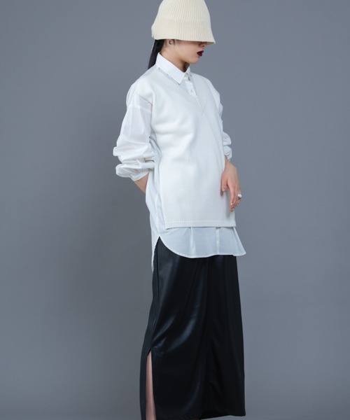 Solace（ソレイス）の「ベストレイヤードオーバーシルエットシャツ（シャツ/ブラウス・レディース・ブルー/ホワイト・FREE）」の20枚目の写真