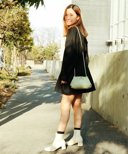 Per sist ence（パーシエンス）の「2WAY ボリュームスリーブ コットン チュニックブラウス/ミニワンピ（ワンピース・レディース・ブラック/パープル/オフホワイト/グリーン/ベージュ・FREE）」の15枚目の写真