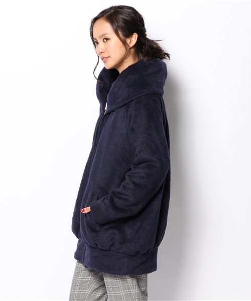 DISCOAT（ディスコート）の「【Discoat】ボリューム衿ボアブルゾン（ブルゾン・レディース・オフホワイト/ネイビー/グレー/ブラック・ﾌﾘ-）」の14枚目の写真