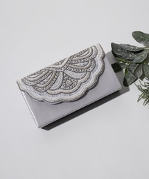 スカラップビーズ刺繍結婚式クラッチバッグ