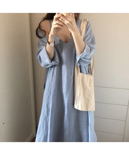 Ritzy（リッツィー）の「大人シルエット　ゆったりシルエットロング丈キャミソールワンピース（ワンピース・レディース・ブラック/ベージュ/サックスブルー・FREE）」の16枚目の写真