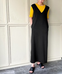 JUNOAH | ディープVネックロングスカートサロペット(サロペット/オーバーオール)
