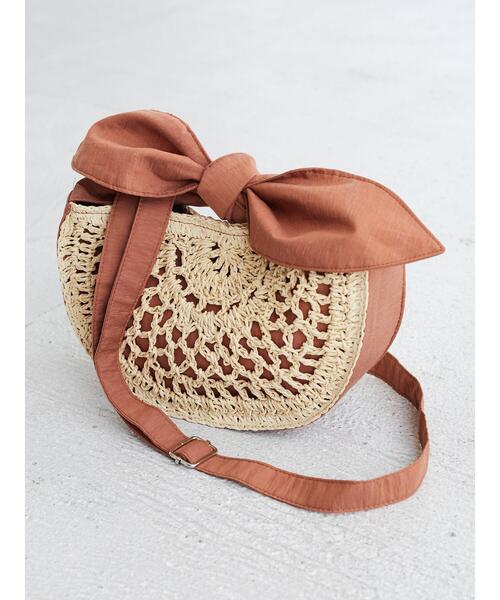 Green Parks(グリーンパークス)の「・CONTROL FREAKペーパーリボンショルダー*(ショルダーバッグ・レディース・ブラウン/オレンジ・FREE)」の1枚目の写真