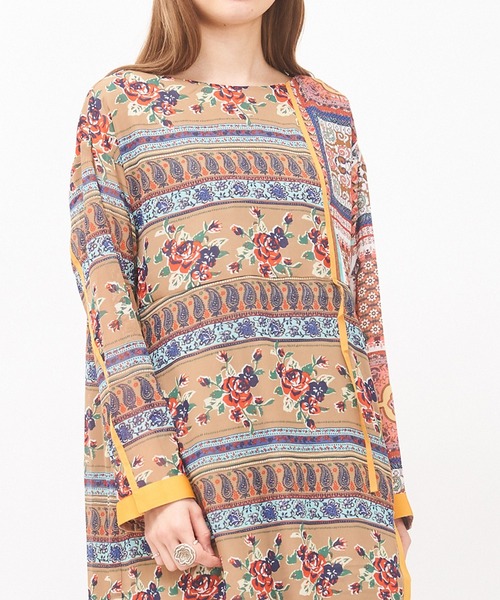 AS KNOW AS de base（アズノゥアズドゥバズ）の「花々を着るＴＮ（チュニック・レディース・ブラウン/グリーン・FREE）」の8枚目の写真