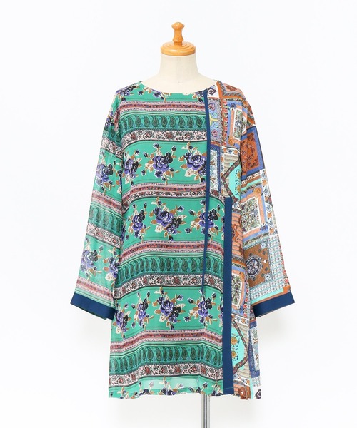 AS KNOW AS de base（アズノゥアズドゥバズ）の「花々を着るＴＮ（チュニック・レディース・ブラウン/グリーン・FREE）」の15枚目の写真