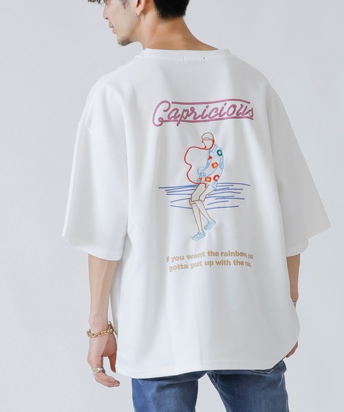 Beno(ビーノ)の「ネオン管風刺繍デザイン ワイドシルエット ジャージTシャツ(Tシャツ/カットソー・メンズ・ブラック/オフホワイト/ミント/ホワイト系その他/ブラック系その他/スモークピンク・LL/M/L)」の4枚目の写真