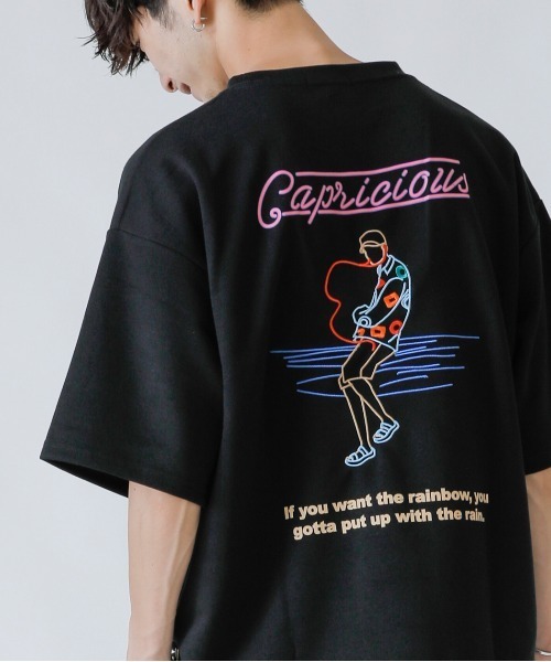 Beno(ビーノ)の「ネオン管風刺繍デザイン ワイドシルエット ジャージTシャツ(Tシャツ/カットソー・メンズ・ブラック/オフホワイト/ミント/ホワイト系その他/ブラック系その他/スモークピンク・LL/M/L)」の6枚目の写真