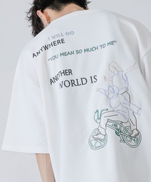 ネオン管風刺繍デザイン ワイドシルエット ジャージTシャツ
