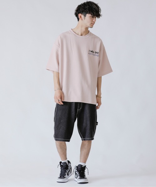 Beno(ビーノ)の「ネオン管風刺繍デザイン ワイドシルエット ジャージTシャツ(Tシャツ/カットソー・メンズ・ブラック/オフホワイト/ミント/ホワイト系その他/ブラック系その他/スモークピンク・LL/M/L)」の11枚目の写真