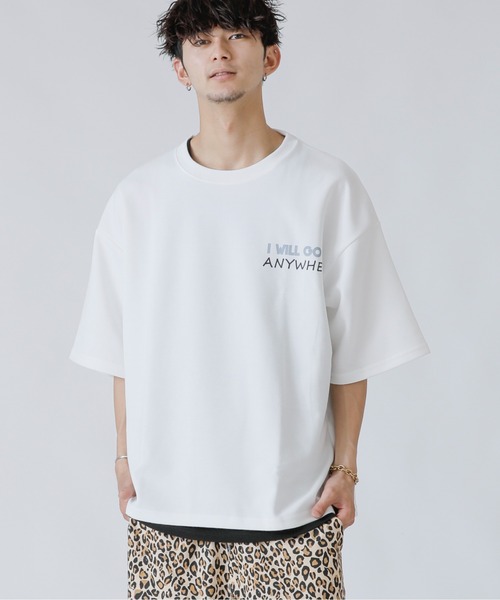 Beno(ビーノ)の「ネオン管風刺繍デザイン ワイドシルエット ジャージTシャツ(Tシャツ/カットソー・メンズ・ブラック/オフホワイト/ミント/ホワイト系その他/ブラック系その他/スモークピンク・LL/M/L)」の15枚目の写真