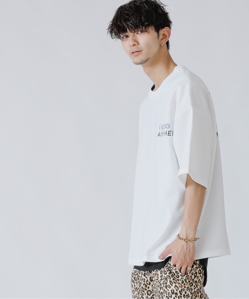 Beno(ビーノ)の「ネオン管風刺繍デザイン ワイドシルエット ジャージTシャツ(Tシャツ/カットソー・メンズ・ブラック/オフホワイト/ミント/ホワイト系その他/ブラック系その他/スモークピンク・LL/M/L)」の14枚目の写真