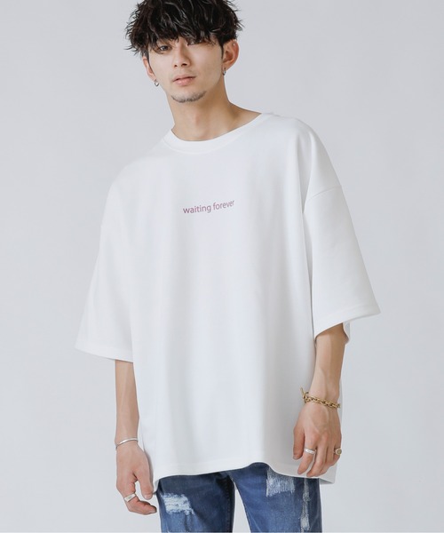 Beno(ビーノ)の「ネオン管風刺繍デザイン ワイドシルエット ジャージTシャツ(Tシャツ/カットソー・メンズ・ブラック/オフホワイト/ミント/ホワイト系その他/ブラック系その他/スモークピンク・LL/M/L)」の19枚目の写真