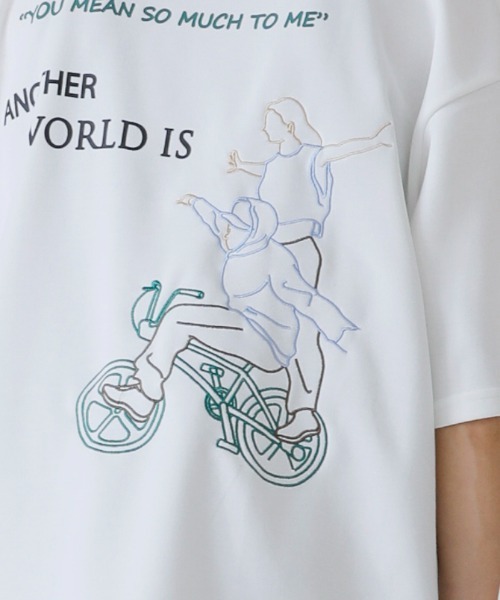 Beno(ビーノ)の「ネオン管風刺繍デザイン ワイドシルエット ジャージTシャツ(Tシャツ/カットソー・メンズ・ブラック/オフホワイト/ミント/ホワイト系その他/ブラック系その他/スモークピンク・LL/M/L)」の17枚目の写真