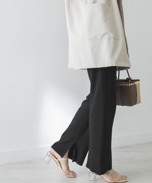 URBAN RESEARCH（アーバンリサーチ）の「針抜きリブカットソーパンツ（その他パンツ・レディース・ブラック/アイボリー・FREE）」の2枚目の写真