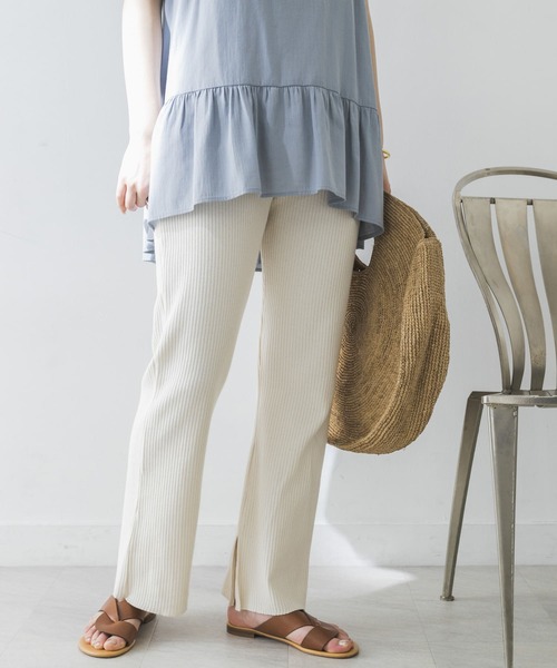 URBAN RESEARCH（アーバンリサーチ）の「針抜きリブカットソーパンツ（その他パンツ・レディース・ブラック/アイボリー・FREE）」の7枚目の写真
