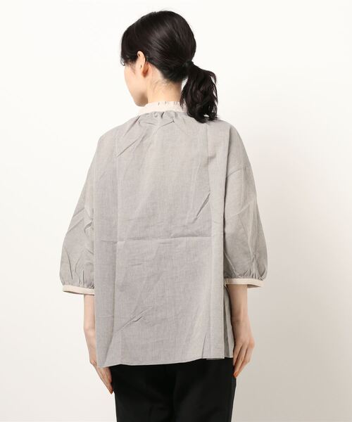 Samansa Mos2（サマンサ モスモス）の「クレリックフリルブラウス（シャツ/ブラウス・レディース・キナリ/グレー/ブルー・ﾌﾘ-）」の5枚目の写真