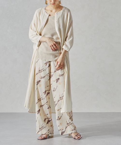 acro（アクロ）の「バンドカラーリラックスシャツワンピース/AC1063（シャツワンピース・レディース・ネイビー/オレンジ/ホワイト・ﾌﾘ-）」の5枚目の写真