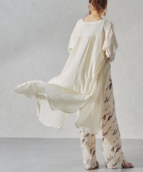 acro（アクロ）の「バンドカラーリラックスシャツワンピース/AC1063（シャツワンピース・レディース・ネイビー/オレンジ/ホワイト・ﾌﾘ-）」の10枚目の写真