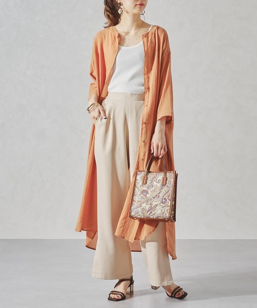 acro（アクロ）の「バンドカラーリラックスシャツワンピース/AC1063（シャツワンピース・レディース・ネイビー/オレンジ/ホワイト・ﾌﾘ-）」の13枚目の写真