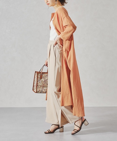 acro（アクロ）の「バンドカラーリラックスシャツワンピース/AC1063（シャツワンピース・レディース・ネイビー/オレンジ/ホワイト・ﾌﾘ-）」の14枚目の写真