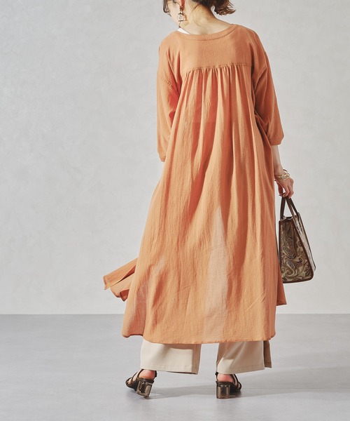 acro（アクロ）の「バンドカラーリラックスシャツワンピース/AC1063（シャツワンピース・レディース・ネイビー/オレンジ/ホワイト・ﾌﾘ-）」の15枚目の写真