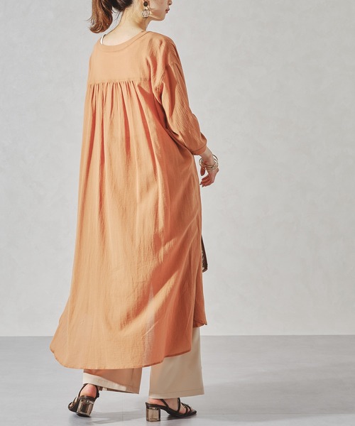 acro（アクロ）の「バンドカラーリラックスシャツワンピース/AC1063（シャツワンピース・レディース・ネイビー/オレンジ/ホワイト・ﾌﾘ-）」の16枚目の写真