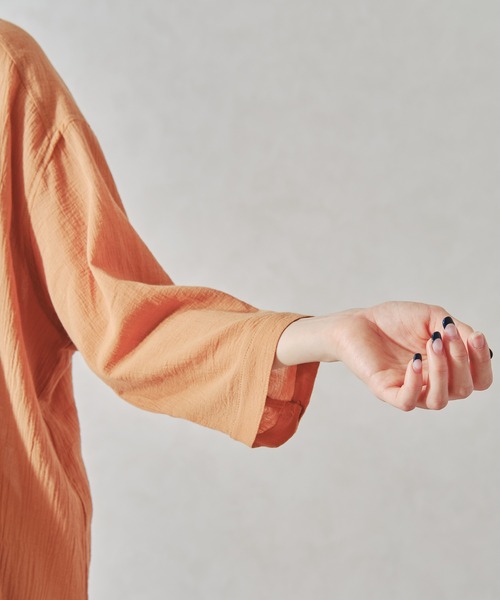 acro（アクロ）の「バンドカラーリラックスシャツワンピース/AC1063（シャツワンピース・レディース・ネイビー/オレンジ/ホワイト・ﾌﾘ-）」の19枚目の写真