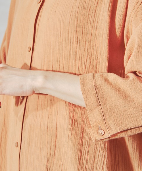 acro（アクロ）の「バンドカラーリラックスシャツワンピース/AC1063（シャツワンピース・レディース・ネイビー/オレンジ/ホワイト・ﾌﾘ-）」の20枚目の写真