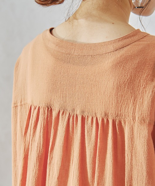 acro（アクロ）の「バンドカラーリラックスシャツワンピース/AC1063（シャツワンピース・レディース・ネイビー/オレンジ/ホワイト・ﾌﾘ-）」の18枚目の写真