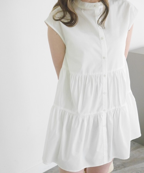 LIPSERVICE（リップサービス）の「ティアードノースリシャツチュニック（Tシャツ/カットソー・レディース・ホワイト/ブラック/ベージュ・FREE）」の4枚目の写真