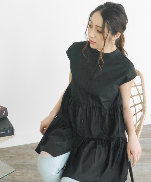 LIPSERVICE（リップサービス）の「ティアードノースリシャツチュニック（Tシャツ/カットソー・レディース・ホワイト/ブラック/ベージュ・FREE）」の11枚目の写真