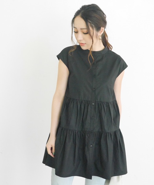 LIPSERVICE（リップサービス）の「ティアードノースリシャツチュニック（Tシャツ/カットソー・レディース・ホワイト/ブラック/ベージュ・FREE）」の19枚目の写真