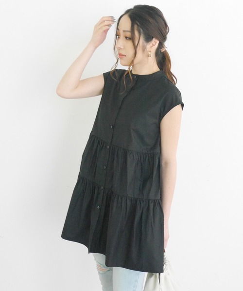 LIPSERVICE（リップサービス）の「ティアードノースリシャツチュニック（Tシャツ/カットソー・レディース・ホワイト/ブラック/ベージュ・FREE）」の9枚目の写真