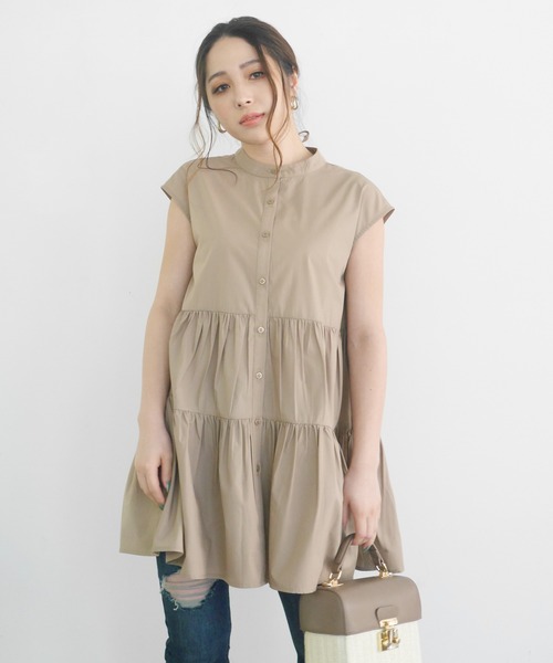 LIPSERVICE（リップサービス）の「ティアードノースリシャツチュニック（Tシャツ/カットソー・レディース・ホワイト/ブラック/ベージュ・FREE）」の7枚目の写真