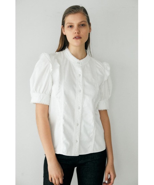 MOUSSY（マウジー）の「CUT OFF H／S FRILL DENIM ブラウス（シャツ/ブラウス・レディース・ダークブルー/オフホワイト/ブルー・1/2）」の21枚目の写真