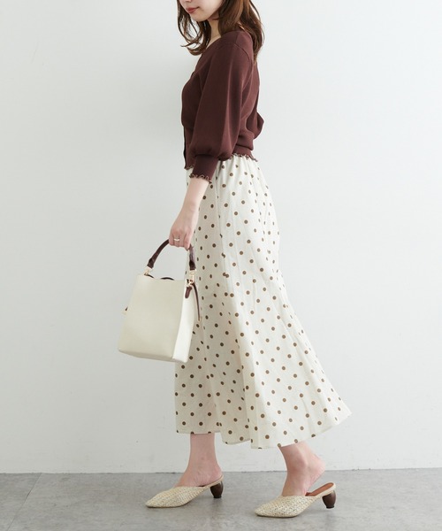 natural couture(ナチュラルクチュール)の「袖口メローショート丈リブカーデ(ニット/セーター・レディース・オフホワイト/ブラウン/ピンク/ブラック・FREE)」の21枚目の写真