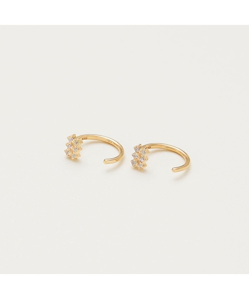 COCOSHNIK(ココシュニック)の「K10ダイヤモンド 透かし長角 ポストフープピアス(ピアス(両耳用)・レディース・アイボリー系・00)」の6枚目の写真
